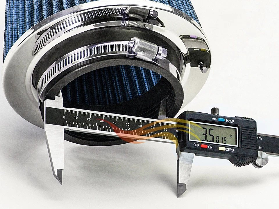 Filtro de cono de admisión de aire frío 3,5 pulgadas 89 mm 3,5" nuevo AZUL Chevy Foto 4 de 4