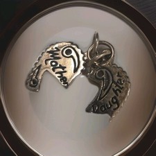 Mother  Daughter Vintage Sterling Silver Bracelet Charm Pendant