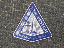 Original Vintage 1950s Luggage Hotel Central Portoroz Jugoslavija Tag Label