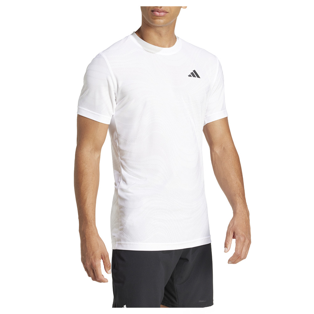 adidas Freelift Pro Crew Neck Short Sleeve Tennis T-Shirt Mens White Casual Tops thumbnail 2