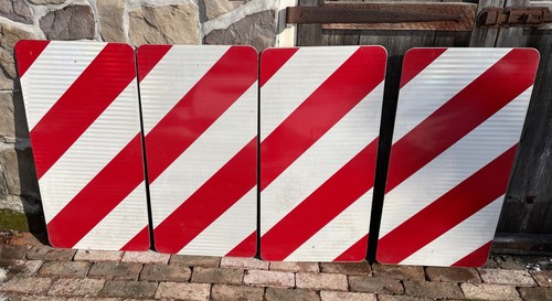 FANTASTIC Lot of (4) RED WHITE Authentic Reflective Metal Traffic Panels 36x18