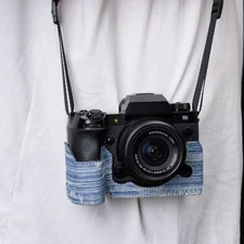 For Fujifilm XH2S Handmade Colored Cloth Half Camera Case Bag Covers Metal Base