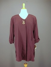 Art To Wear Jacket 1x Purple Tunic Wood Bead Embellished New Nwt Nos Vtg Artsy