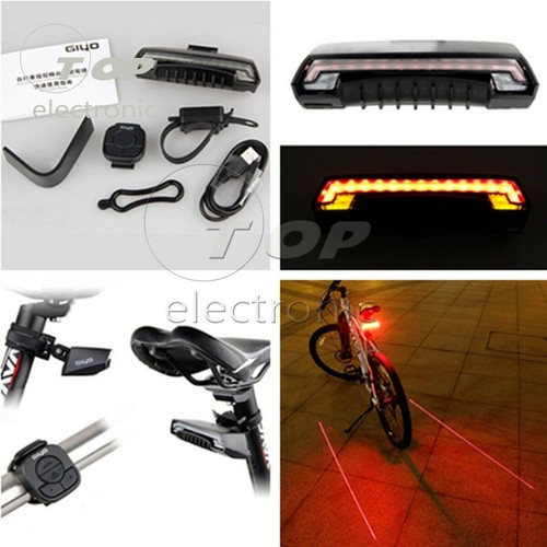 Bicycle Bike Rear LED Tail Light Wireless USB Remote Control Turn Signals laser - Picture 9 of 15