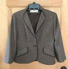Vintage Bert Newman Young Impressions Womens Brown Blazer Jacket Petite 1 Button