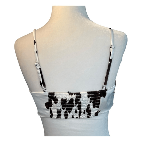 Forever 21 Satin Cow Print Crop Top Brown White S - Picture 3 of 6
