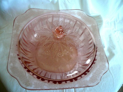 ADAM PINK ORIGINAL JEANNETTE DEPRESSION GLASS - 9" BOWL AND LID COVER - EUC - Picture 2 of 10