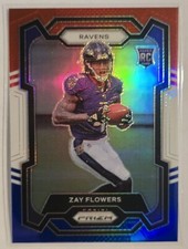 2023 PRIZM - ZAY FLOWERS - RED WHITE BLUE PRIZM ROOKIE CARD & BASE - RAVENS