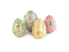 MacKenzie-Childs Trellis Eggs 4 Pastel Eggs Woven Floral