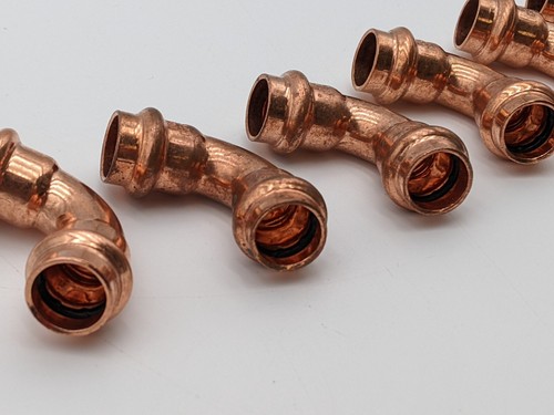 6 Pc Mueller PF 02722 Copper Fitting Elbow 90 Degree 1/2" Press x Press Plumbing - Picture 3 of 10