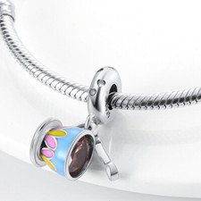 Coffee Cup Spoon Teacup❤️ Genuine 925 Sterling Silver ❤️ Afternoon Tea Charm