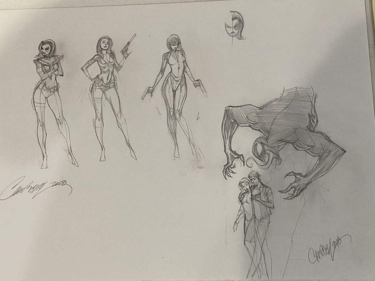 J Scott Campbell Original Prelim Sketch Art! CGC J Scott Campbell Original Prelim Sketch Art! CGC
