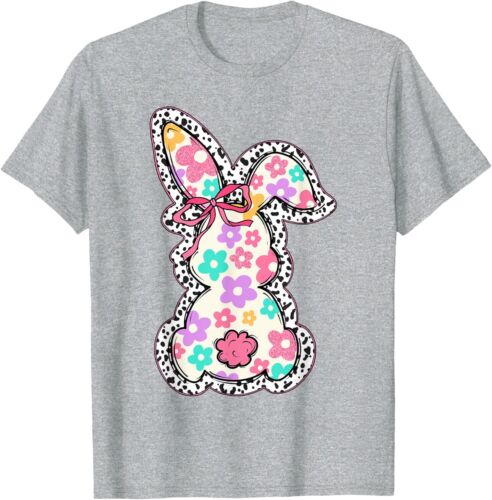 Cute Bunny Rabbit Coquette Bow Floral Girl Happy Easter Day T-Shirt Hoodie - Picture 7 of 19