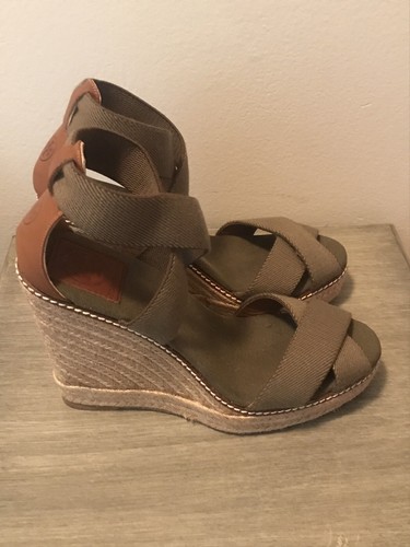 NUEVO Tory Burch Adonis Cuña Alpargata Verde Oliva Sandalia Mujer Talla 8 - Imagen 4 de 11