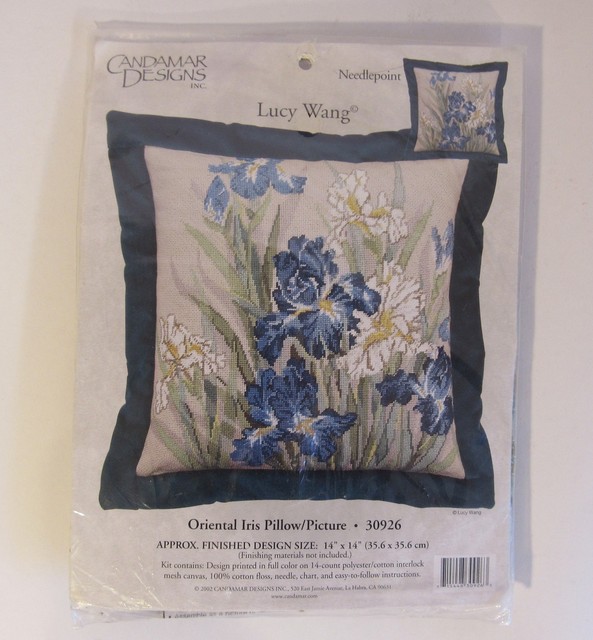 Needlepoint Kit Pillow Picture Lucy Oriental Iris Candamar Candamar Designs Needlepoint Kit Lucy Oriental Iris Pillow 30926 Sealed