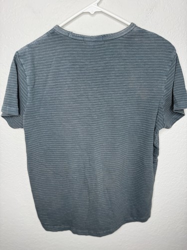 Camisa de Capa Marina para Hombres Pequeña Azul a Rayas Dobladillo Bolsillo Camiseta Tejido Slub - Imagen 7 de 10