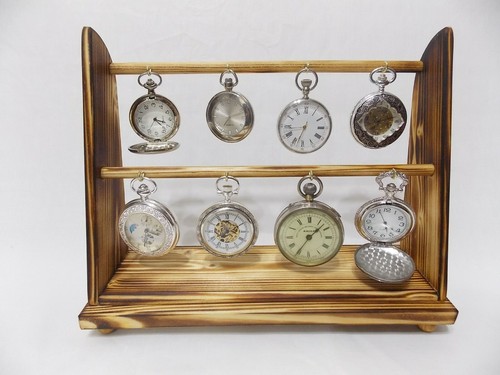 Pocket watch stand holds 8 watches rack holder desk top display fob watch wood - Picture 6 of 11