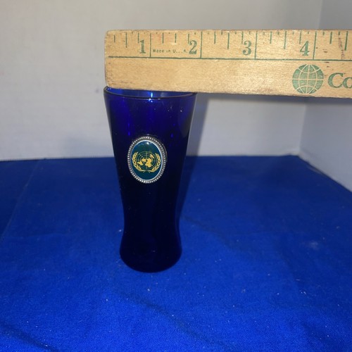 United Nations UN Cobalt Blue Shot Glass 4" Collectible - Picture 6 of 6