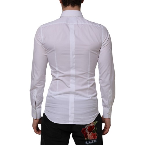DOLCE & GABBANA Shirt White Bib Cotton Poplin GOLD Formal 44/US17.5/3XL 560usd - Picture 3 of 7