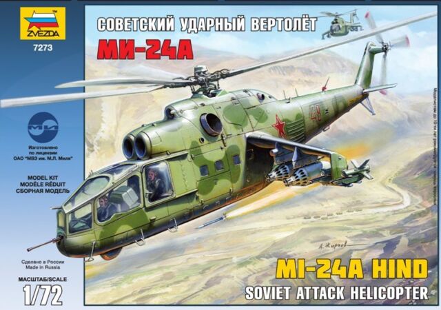 Zvezda 7273 Soviet Attack Helicopter Mi-24a Model Kit for sale online
