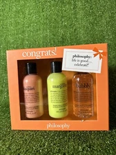Philosophy Set of 3 Shower Gels Daquiri Margarita Bubbly 6 oz New Open Box