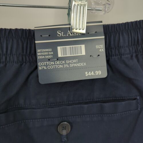 St Aisle Herren Deck Shorts 4XL klassische Passform marineblau elastischer Kordelzug Taille - Bild 4 von 4