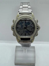 Vintage Casio ABX-23 m2358 Data Bank World Time Japan WR100 Wrist Watch Quartz