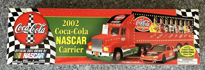 2002 Coca-Cola NASCAR Carrier with Coca-Cola Car. Brand New in Box. Lights Up.