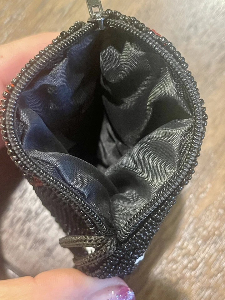 Винтажный божья коровка молнии стекла бусина монета сумочки мешок с ремешком черный и красный 4» - Изображение 4 из 4