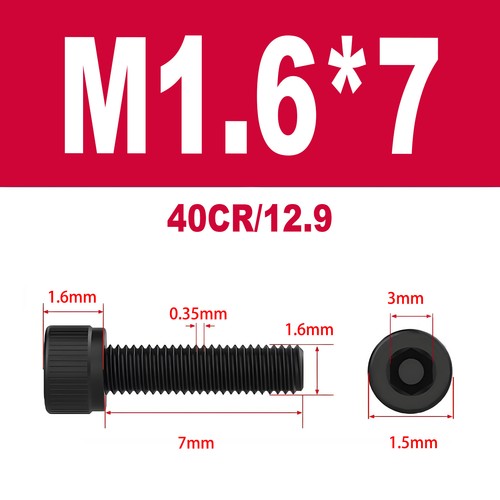 DIN912 12.9 legierter Stahl Zylinderschrauben Innensechskant M1.4-M3 - Bild 21 von 115
