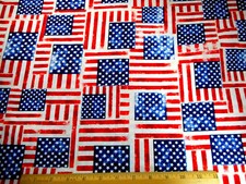 Patriotic Fabric 1 2/3 Yard USA Flags America Benartex Premium Cotton C