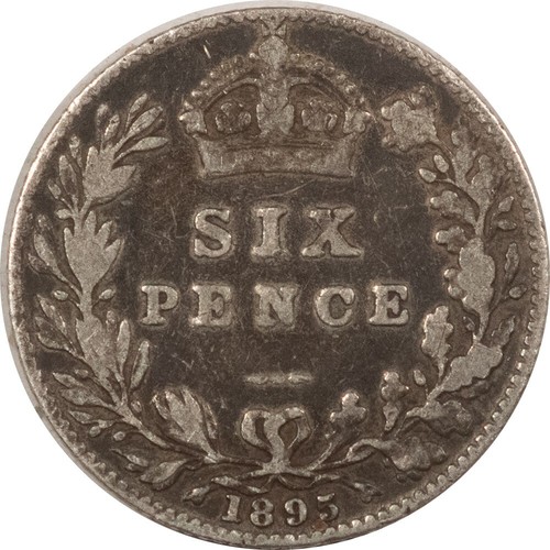 GRAN BRETAÑA 1895 6 PENIQUES PLATA KM #779 ALTA CALIDAD EJEMPLO CIRCULADO - Imagen 2 de 2