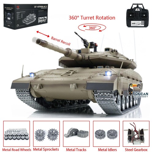 1:16 Henglong 7.0 Merkava RTR RC Tank 3958 360°Revolver Metall Getriebe Track - Bild 9 von 24