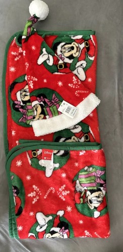 Minnie Mouse Travel Blanket and Santa Hat blanket (40" x 50"), hat (15") - Picture 5 of 10