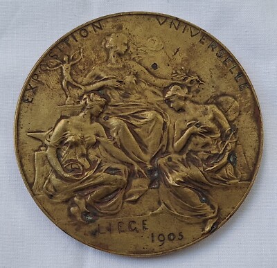 Universal Exhibition Liege 1905 -Kingdom Belgium old medal signed