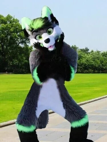 Long Furry Husky Dog Fursuit Mascot Costume Cartoon Outfit Christmas Party - Picture 1 of 3