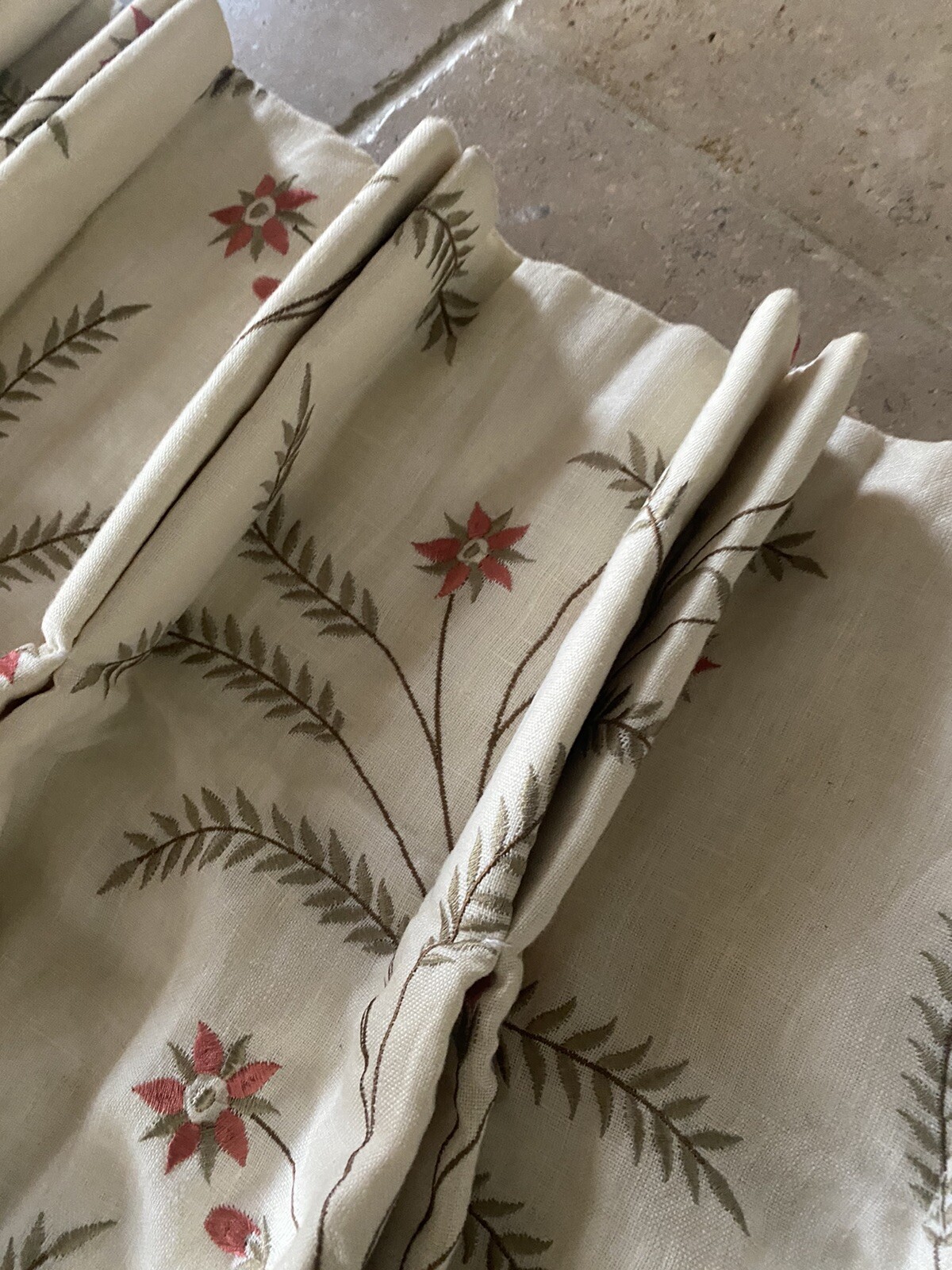 Beautiful Linen Embroidered Hand Sewn Blanket Interlined Door Curtain