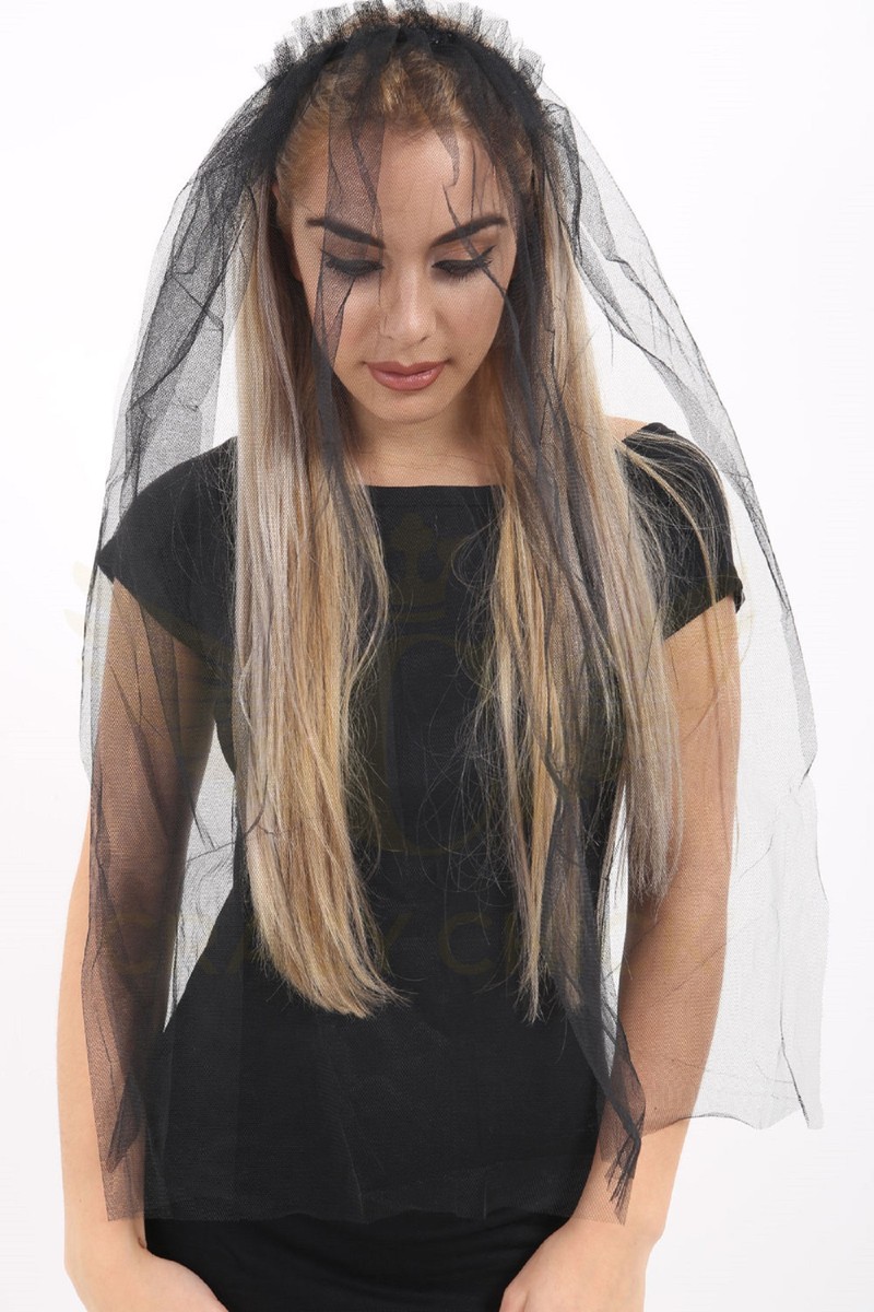 Ladies Fancy Dress Black Halloween Zombie Bride Wedding Costume