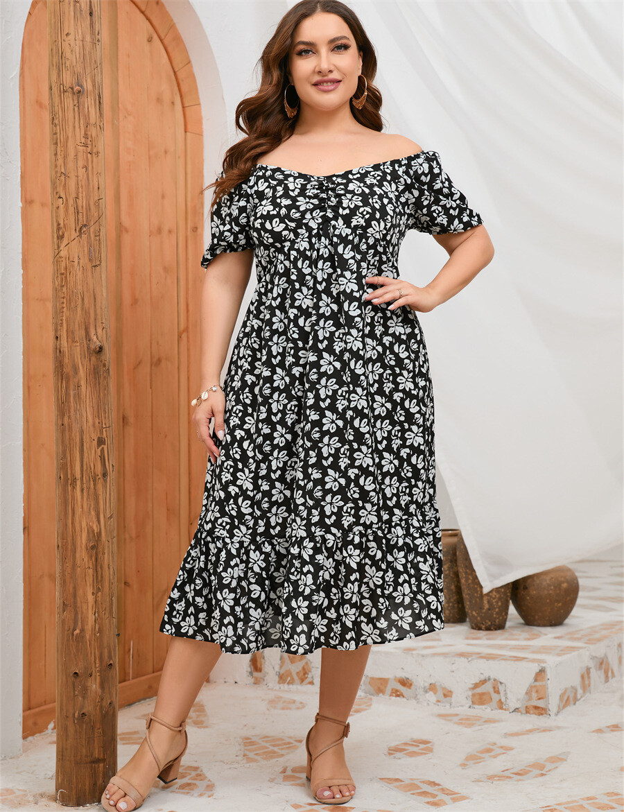 short sleeve ruffle hem dress Wocrolse Womens Summer Dresses with Sleeves Solid Color V-Neck Short Sleeve Ruffle Hem Dress at Amazon Women's Clothing store