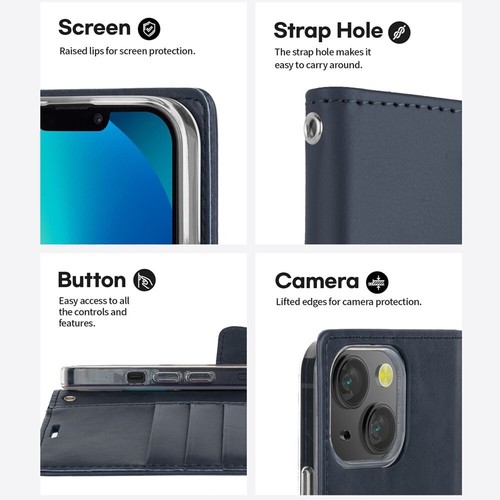 Mercury bluemoon diary leather case cover for Apple iPhone 15 - Picture 5 of 8