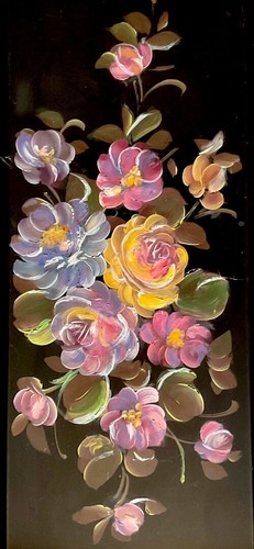 VTG Toleware Hand Painted Floral Metal Tray By Fine Arts Studio - Bild 3 von 9