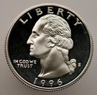 1996-S Washington Quarter - Gem Proof - 90% Silver - .1808 Troy oz (sku:RP6)