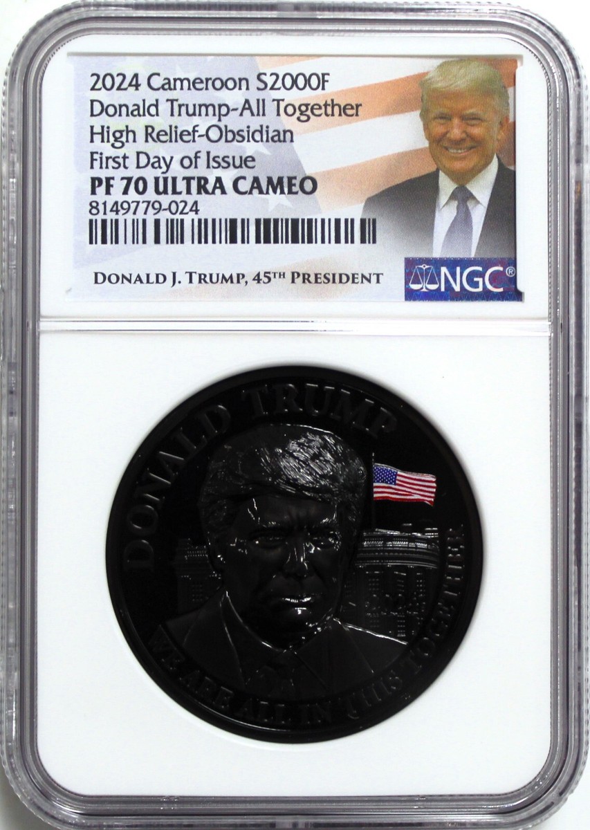 2024 Cameroon 2000F 2oz Silver Proof Obsidian Donald Trump
