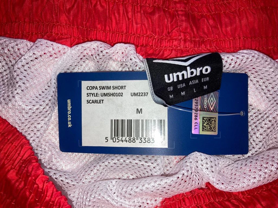 Umbro Copa Red Medium Swim Shorts England Italia 90 Away Style - Image 3 of 4