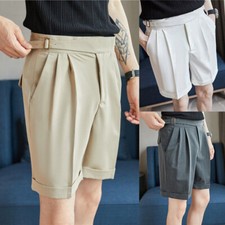 Mens Gurkha Summer Shorts British High Waist Loose Casual Pants Trousers Retro