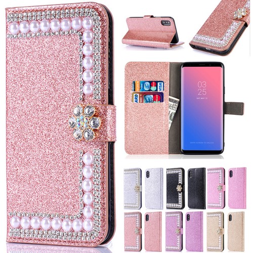 For Samsung J5 J7 Pro J8 A8 2018 Magnetic Flip Leather Diamond Wallet Case Cover