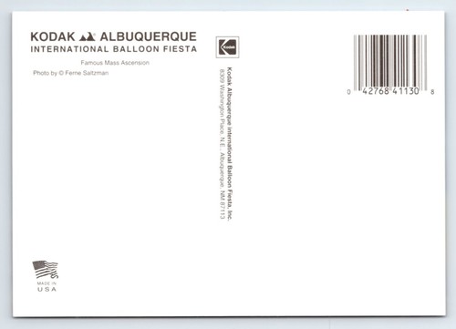 Albuquerque New Mexico Hot Air Balloon Festival 4x6 Postcard SBP10 - Imagen 2 de 2