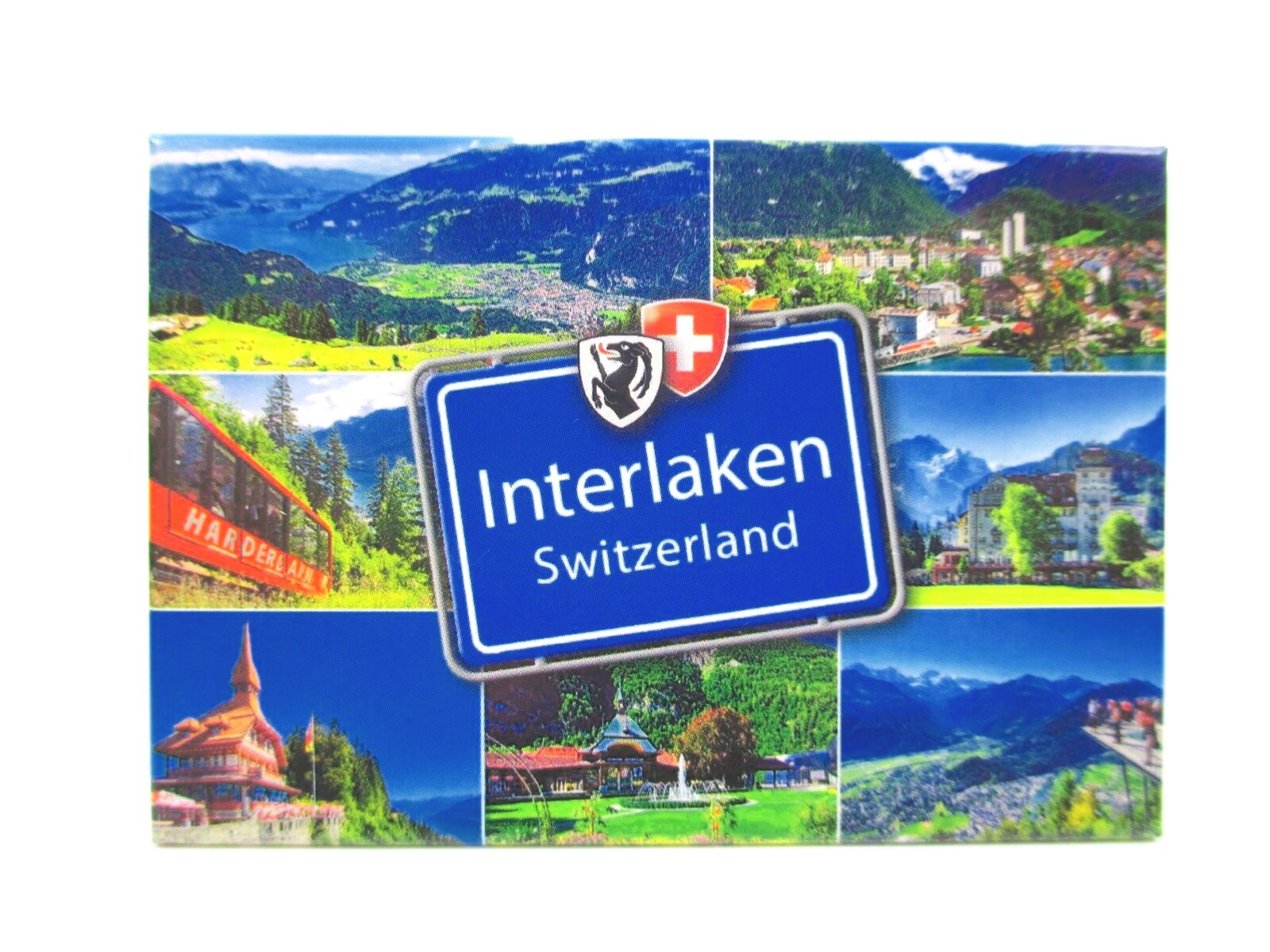 Interlaken magnet Switzerland town sign photo souvenir Switzerland Suisse