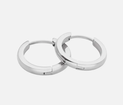 2Pcs Women Men Stainless Steel Round Hinged Huggie Hoop Earrings - Picture 5 of 18