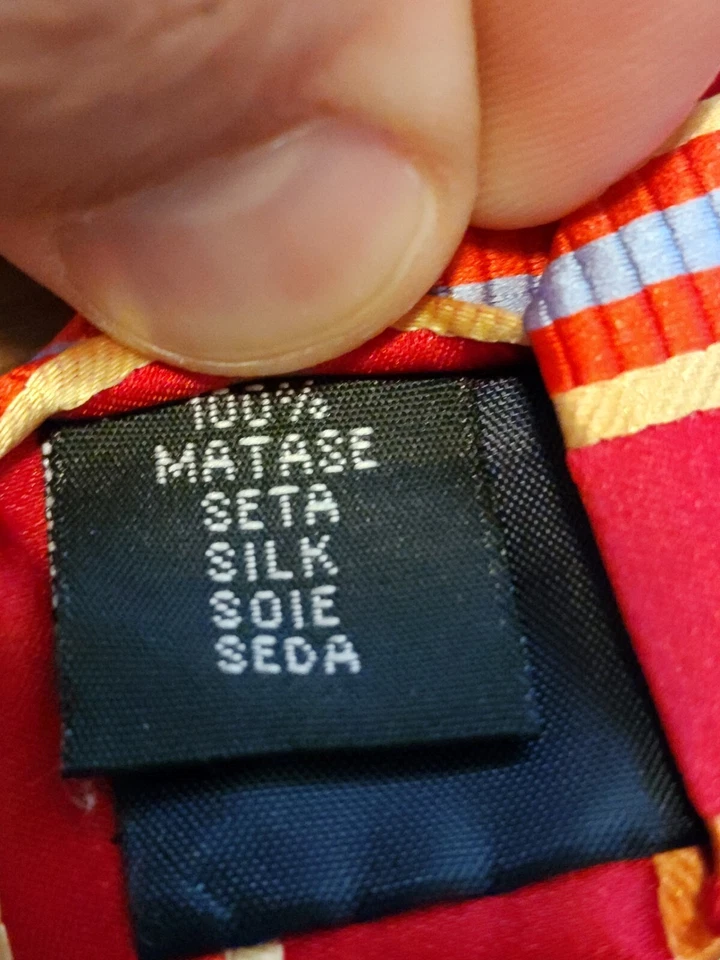 Corbata ajustada Epoint para hombre roja azul amarilla a rayas 100 % seda nueva con etiquetas Foto 2 de 4